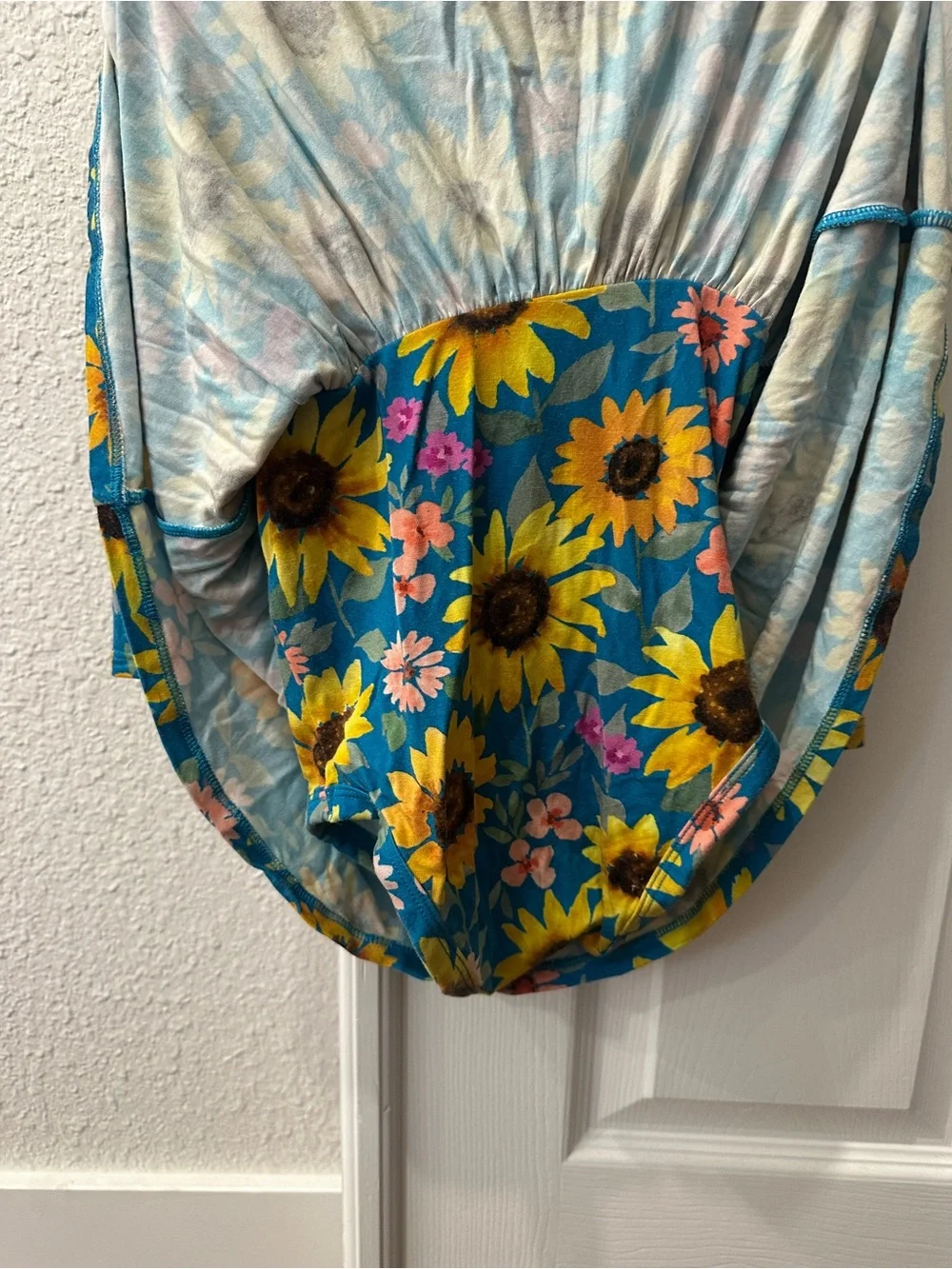 Little Sleepies Teal Sunflower Floral Long-Sleeve Twirl Dress